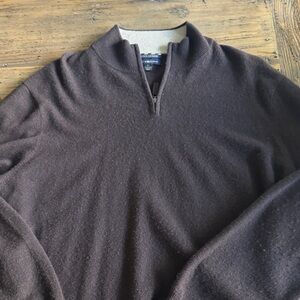 Men's Brown Half-Zip Sweater cashmere blend sweater